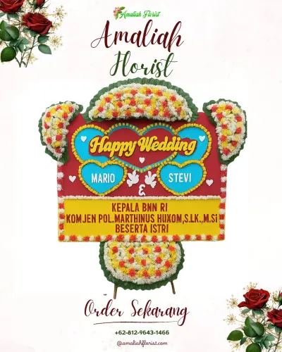 Karangan Papan Bunga Pernikahan di Medari